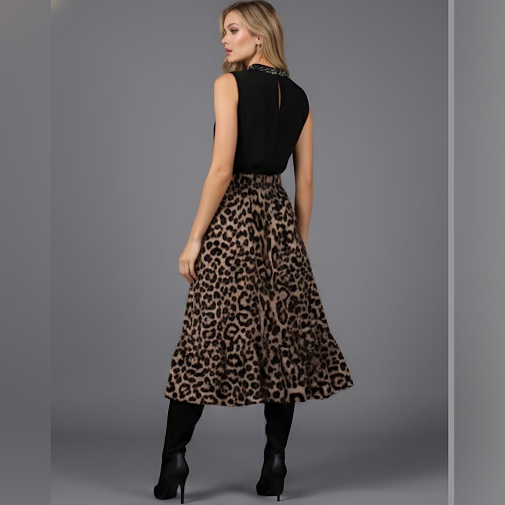 Leopard Print Ruffle Hem Skirt - Picture 4 of 9